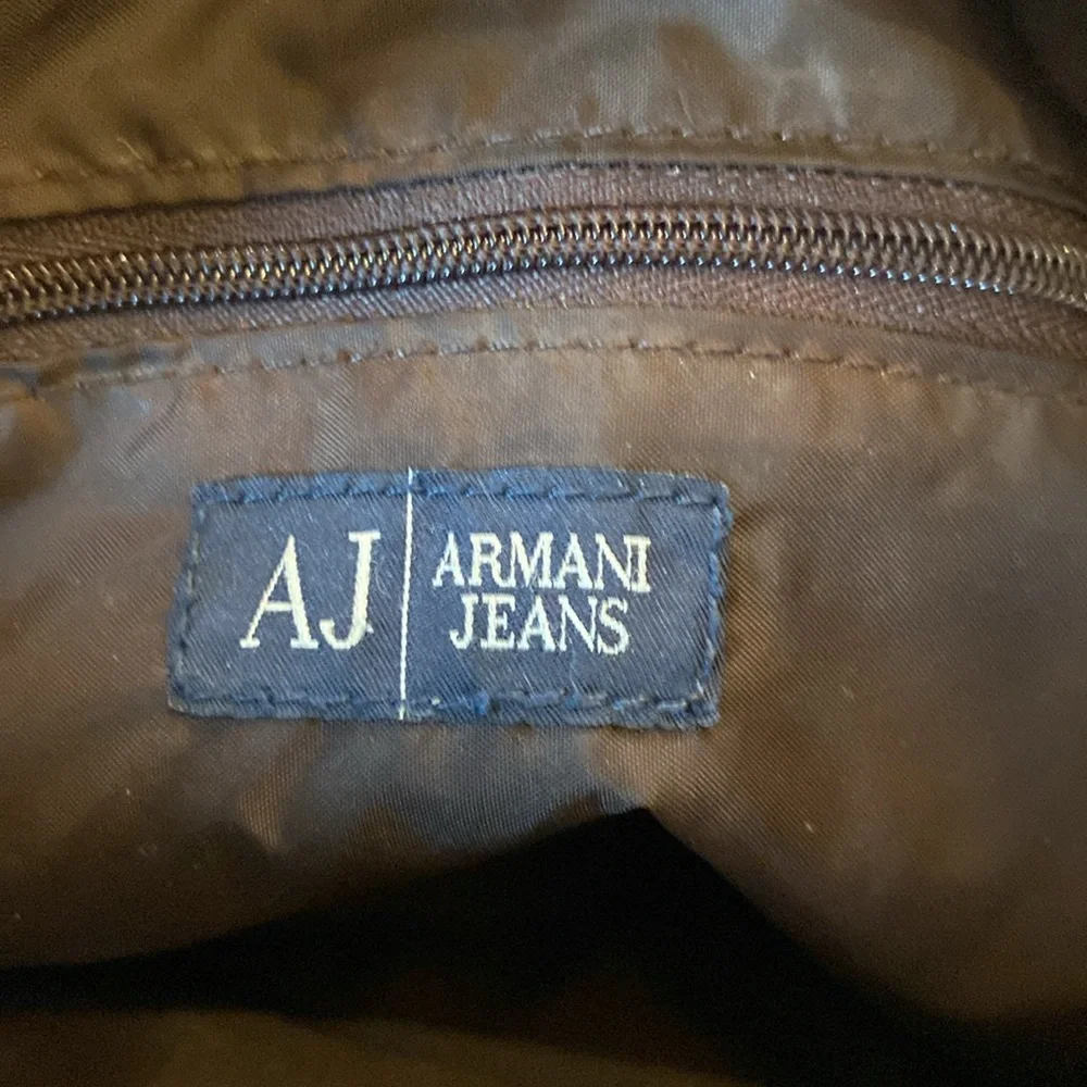 Armani Jeans brown olive canvas cross body zippered bag w/ adjustable strap